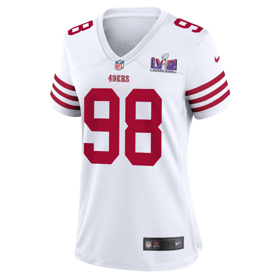 Alternative view of Javon Hargrave #98 San Francisco 49ers Super Bowl LVIII Patch Game Jersey - Women's | White