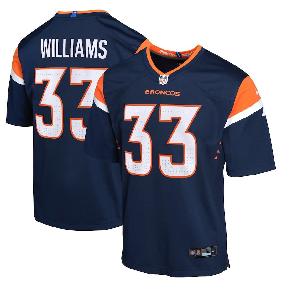 Javonte Williams #33 Denver Broncos Alternate Game Jersey - Youth | Navy