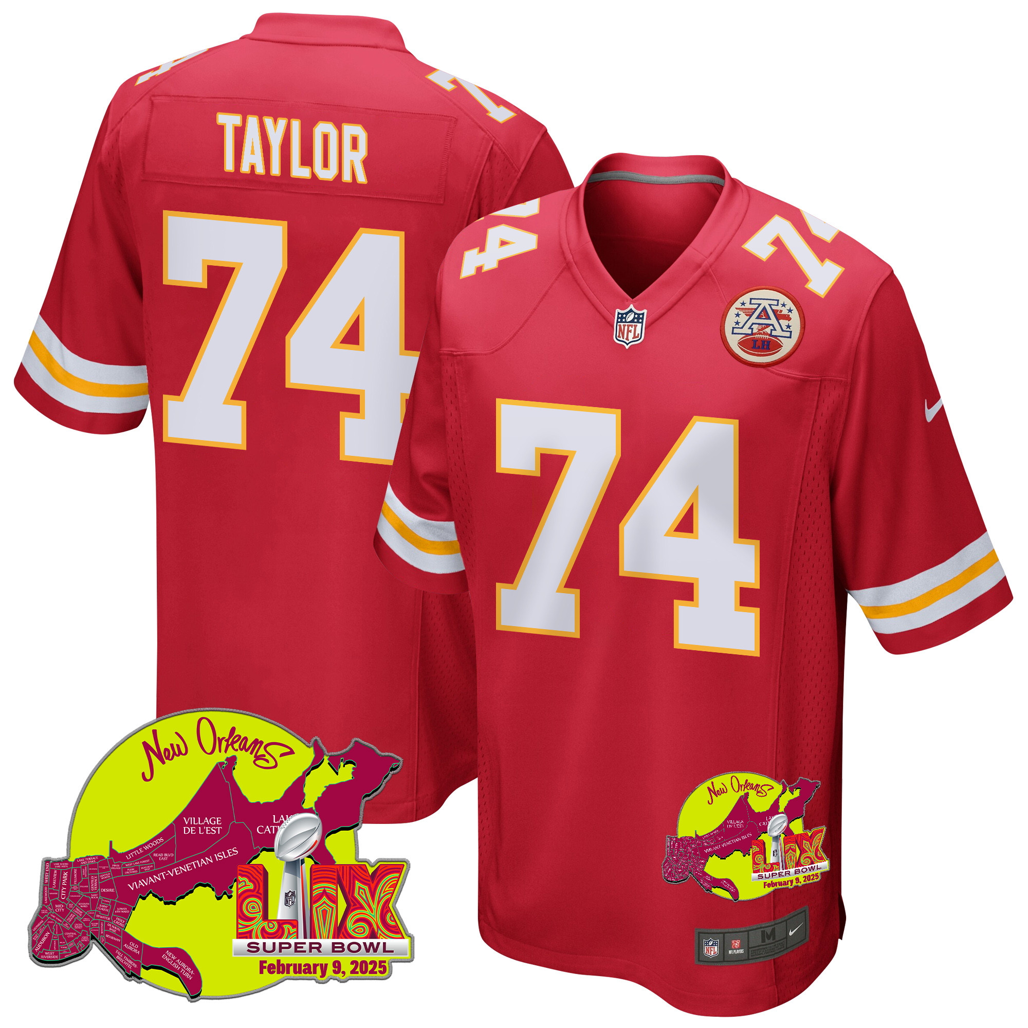 Jawaan Taylor #74 Kansas City Chiefs Super Bowl LIX Game Jersey - Men's | Red