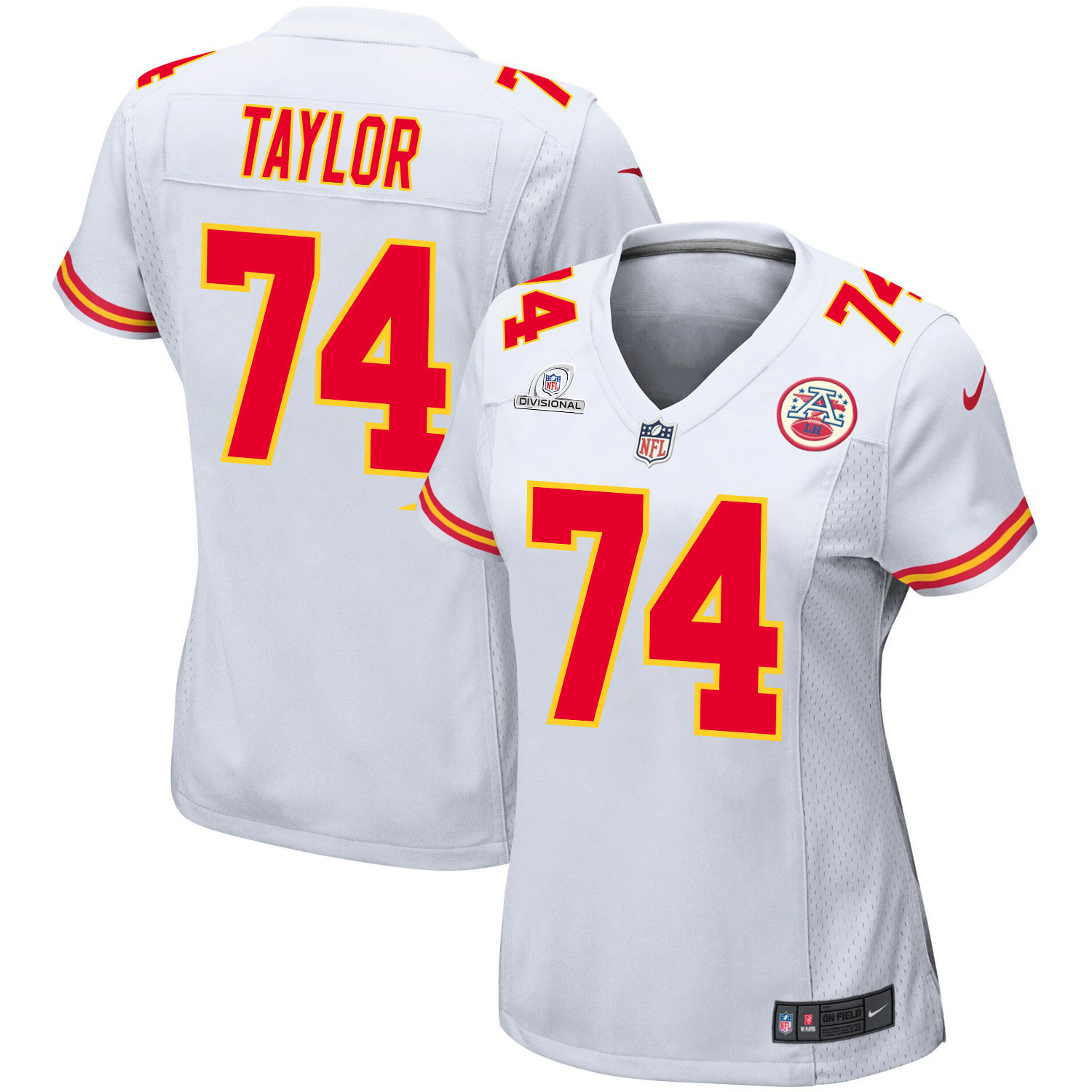 Jawaan Taylor #74 Kansas City Chiefs Super Bowl LVIII Patch Game Jersey - Women's | White