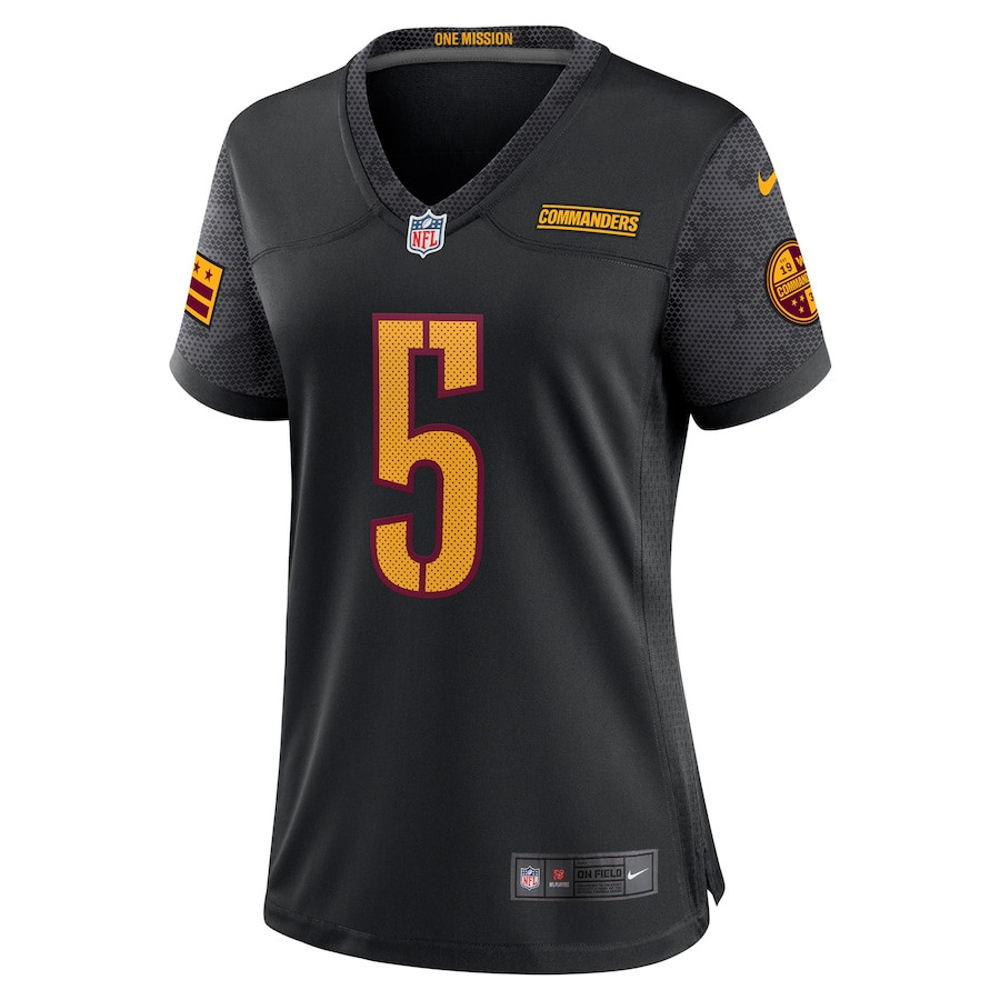 Alternative view of Jayden Daniels #5 Washington Commanders Alternate Game Jersey - Women's | Black
