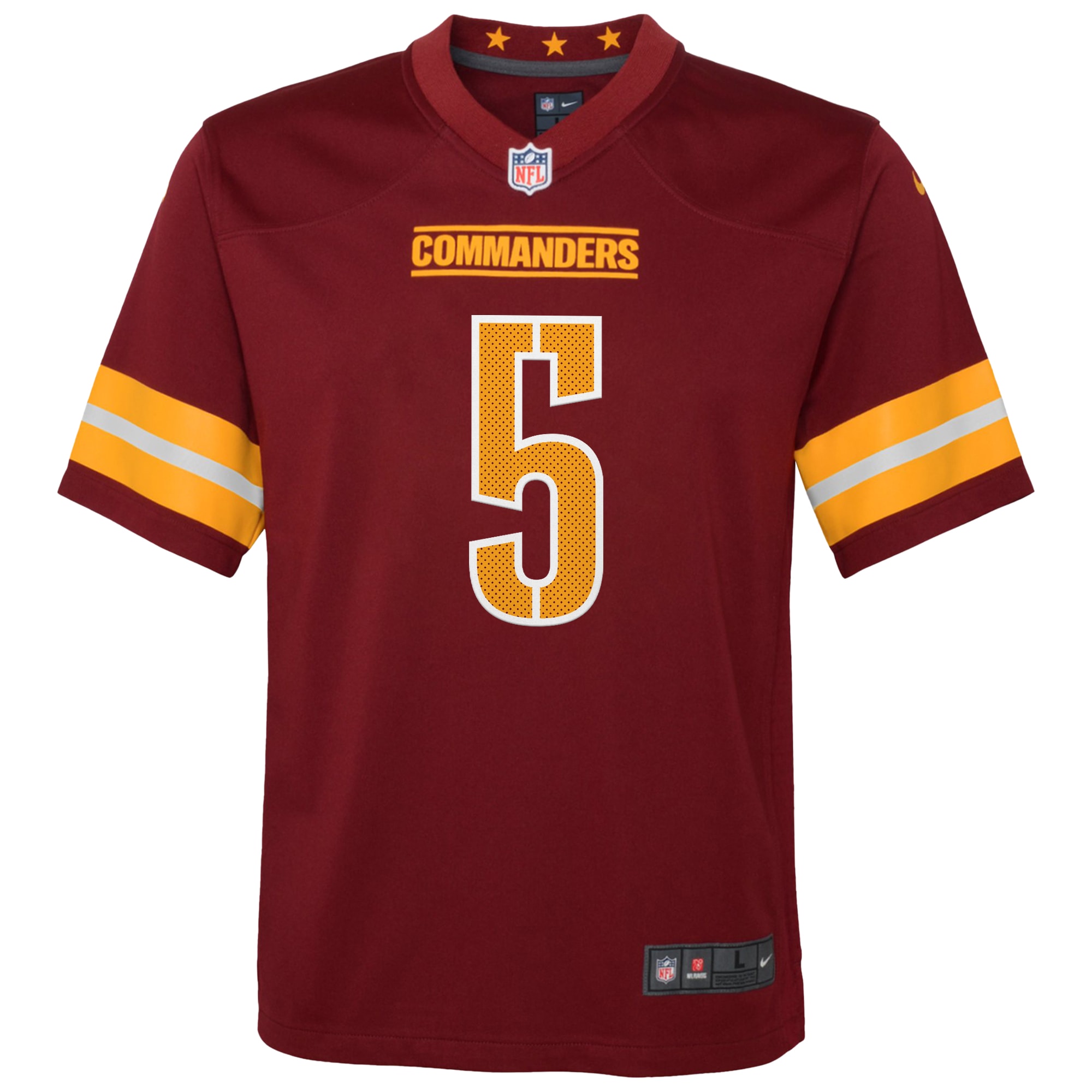 Alternative view of Jayden Daniels Washington Commanders Game Jersey - Youth
