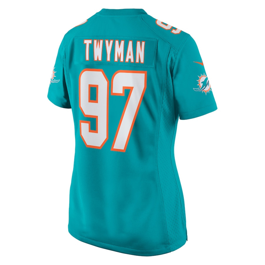 Jaylen Twyman #97 Miami Dolphins Game Jersey - Women's | Aqua - Image 3