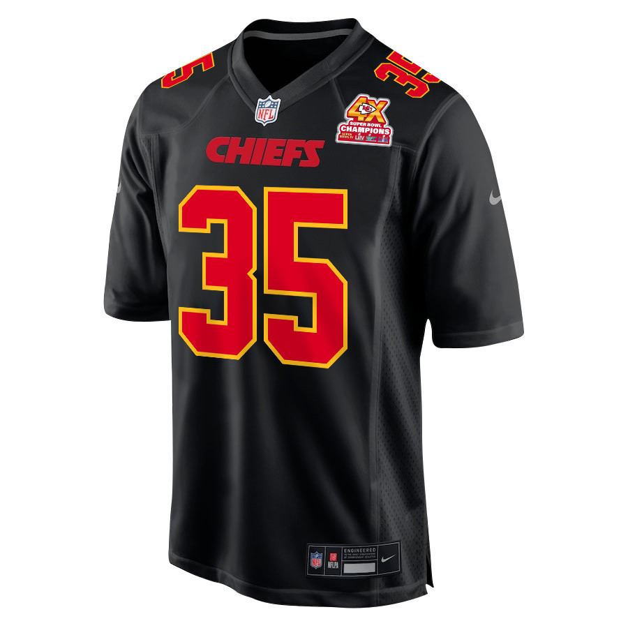 Alternative view of Jaylen Watson #35 Kansas City Chiefs Super Bowl LVIII Champions 4X Game Jersey - Men's | Carbon Black