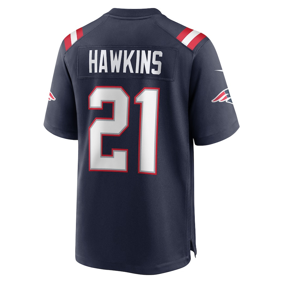 Jaylinn Hawkins #21 New England Patriots Game Jersey - Men's | Navy - Image 3
