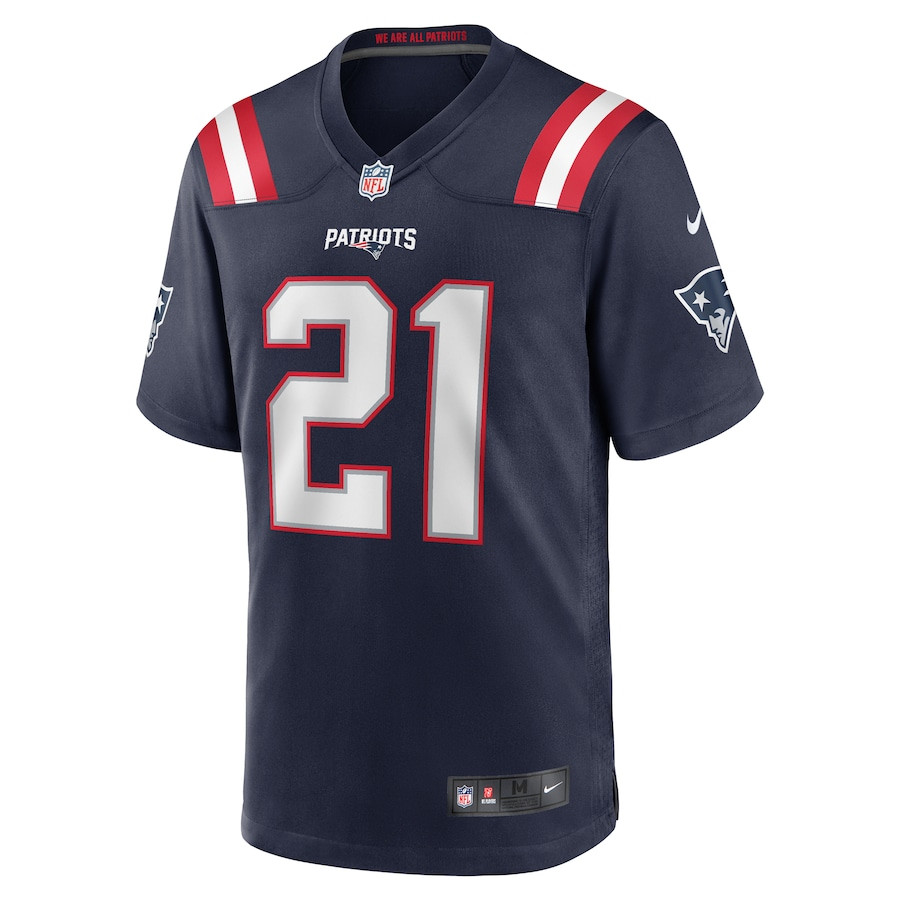 Alternative view of Jaylinn Hawkins #21 New England Patriots Game Jersey - Men's | Navy