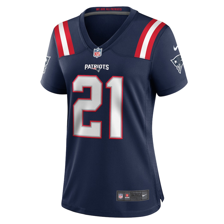 Alternative view of Jaylinn Hawkins #21 New England Patriots Game Jersey - Women's | Navy