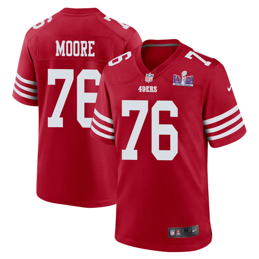 Jaylon Moore #76 San Francisco 49ers Super Bowl LVIII Patch Game Jersey - Men's | Scarlet