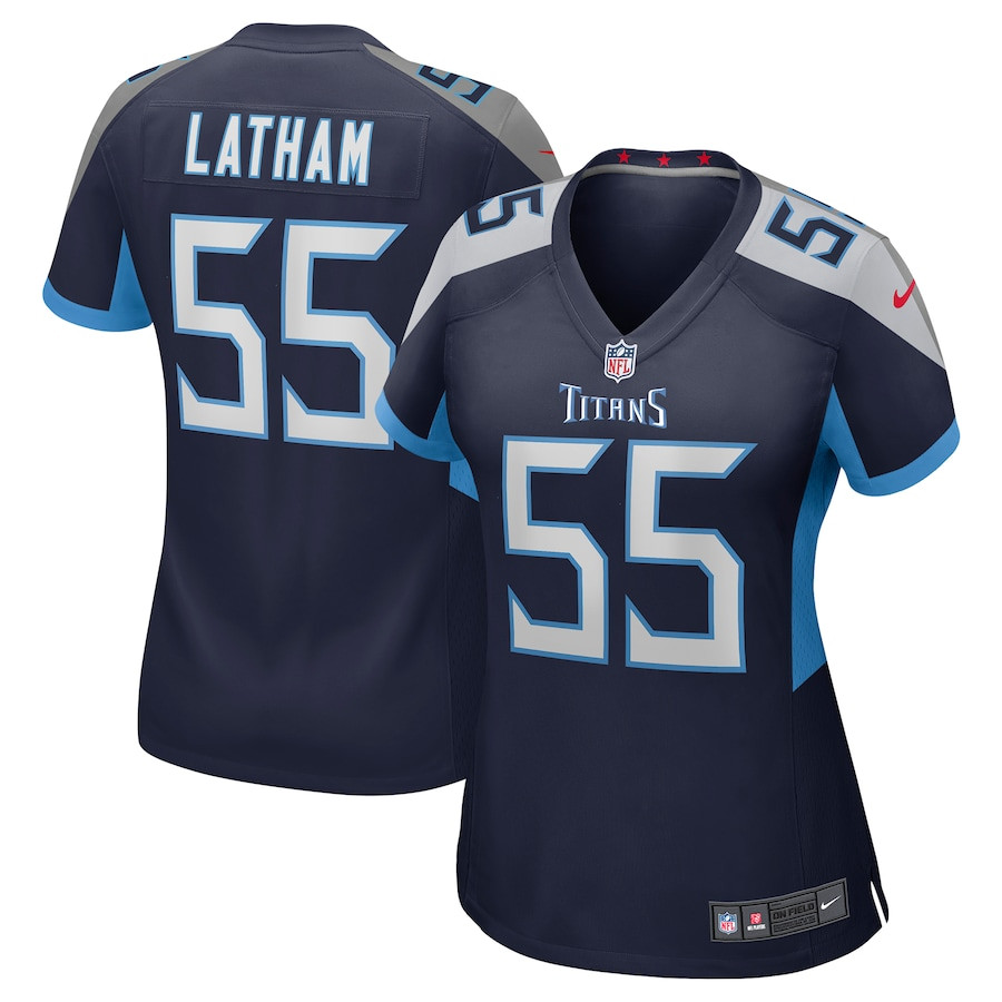 JC Latham #55 Tennessee Titans Game Jersey - Women's | Navy