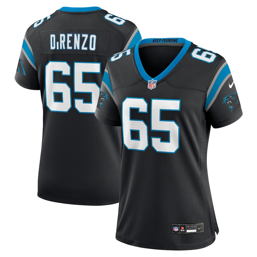 J.D. DiRenzo #65 Carolina Panthers Game Jersey - Women's | Black