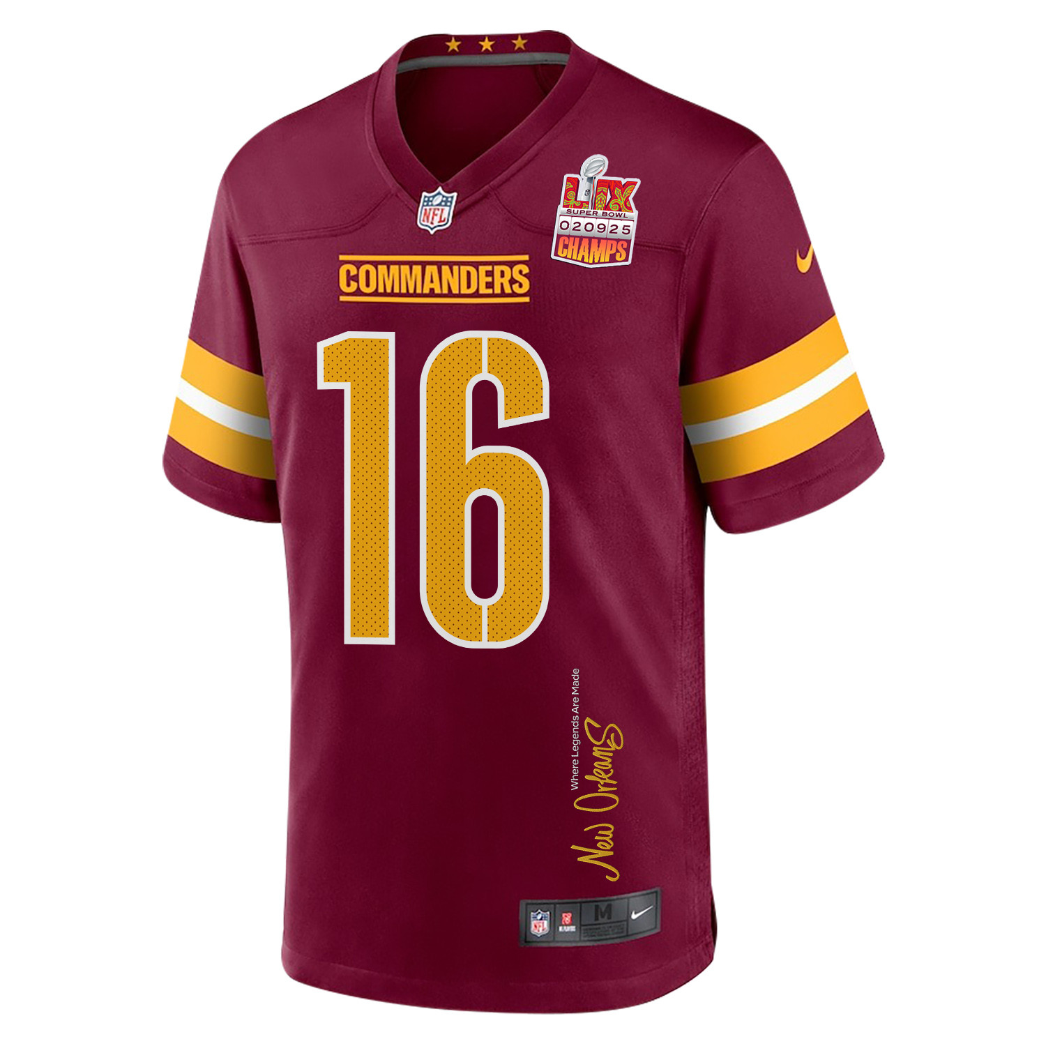 Jeff Driskel #16 Washington Commanders Super Bowl LIX Champions Patch Legend Jersey - Men's | Burgundy - Image 3