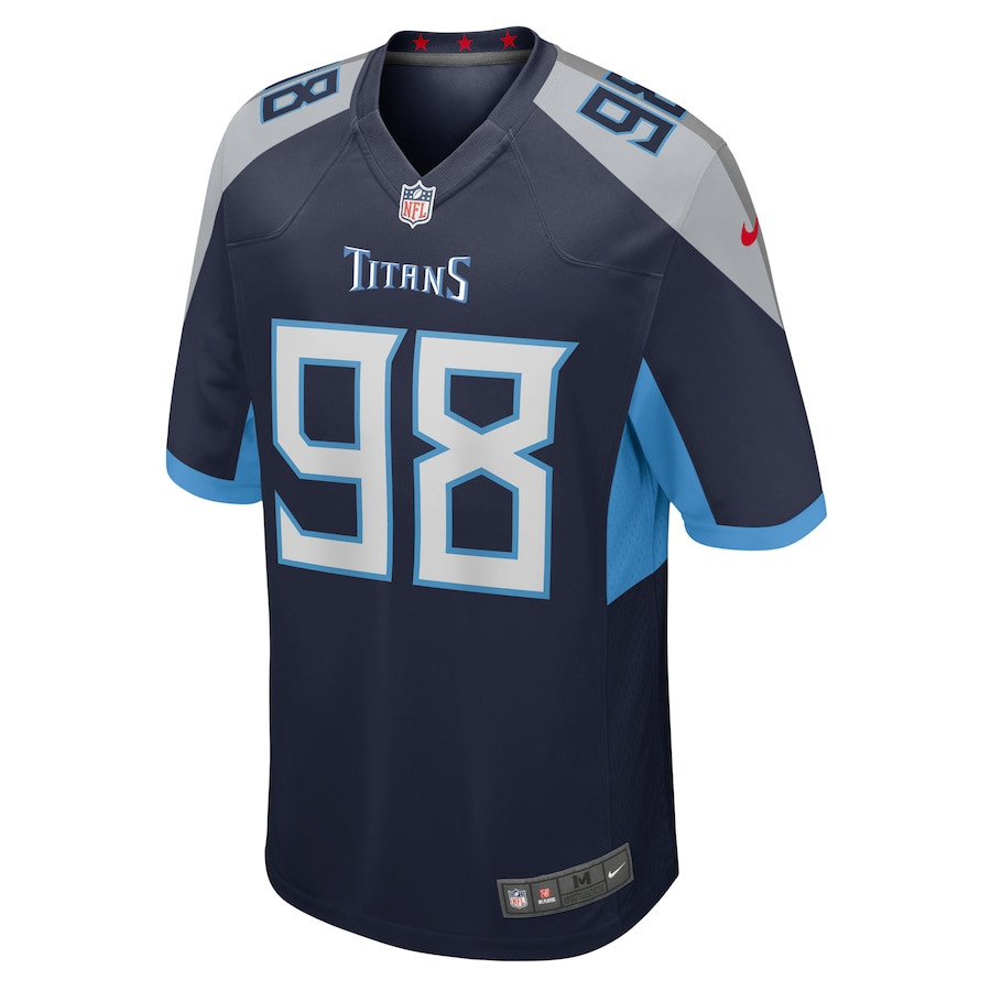 Alternative view of Jeffery Simmons #98 Tennessee Titans Game Jersey - Men's | Navy