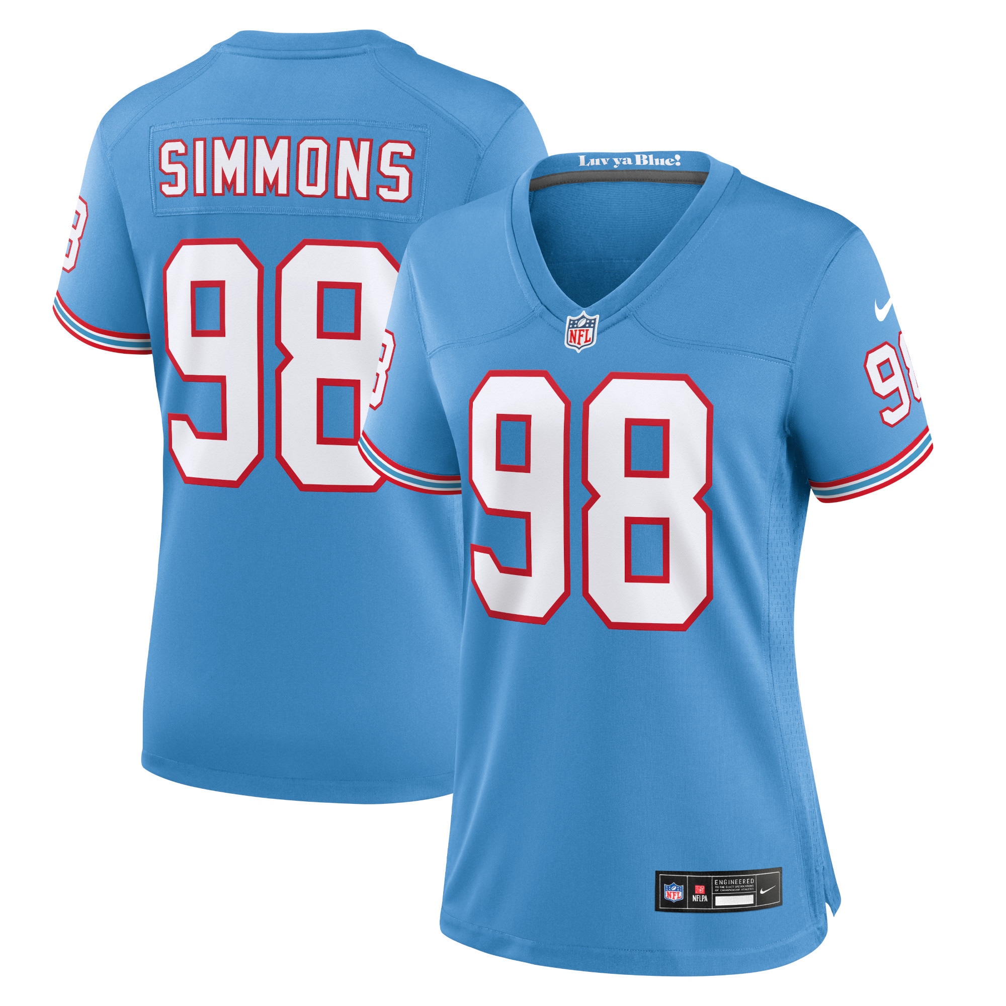 Jeffery Simmons Light Tennessee Titans Game Jersey - Women's