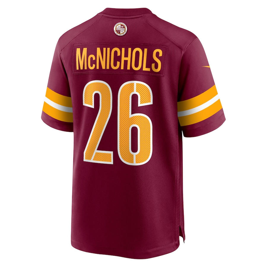 Jeremy McNichols #26 Washington Commanders Game Jersey - Men's | Burgundy - Image 3