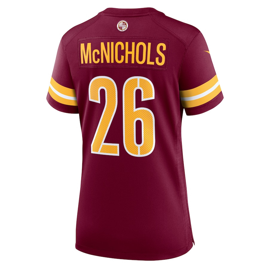 Jeremy McNichols #26 Washington Commanders Game Jersey - Women's | Burgundy - Image 3