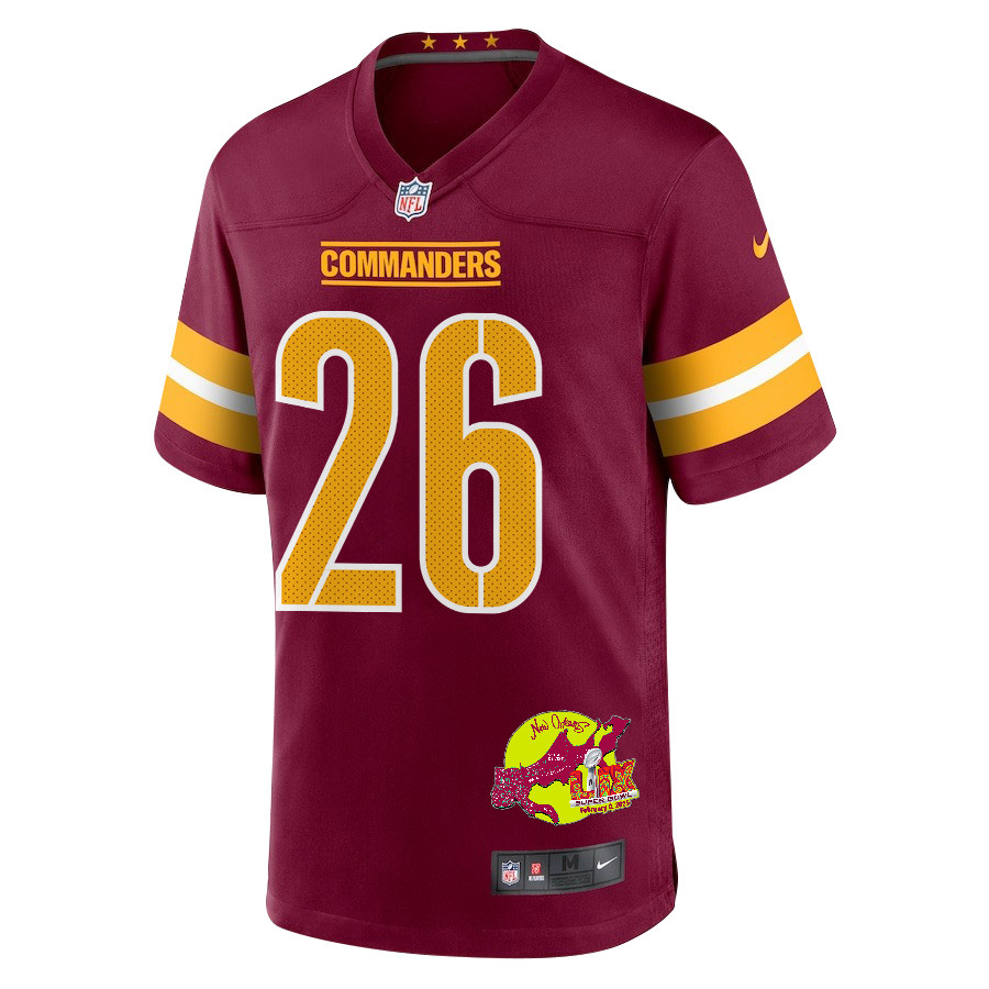 Jeremy McNichols #26 Washington Commanders Super Bowl LIX Game Jersey - Men's | Burgundy - Image 3