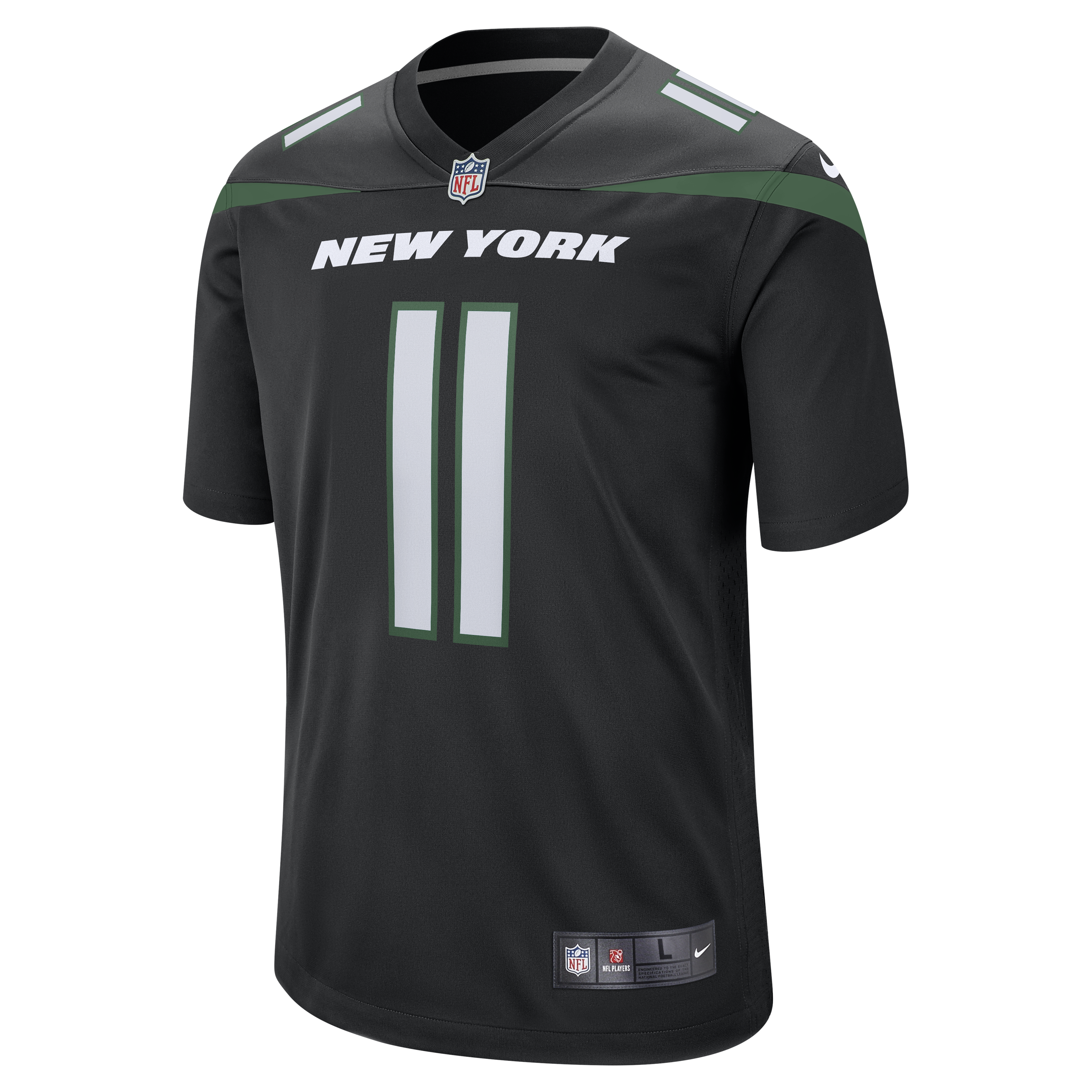 Alternative view of Jermaine Johnson II Stealth New York Jets Alternate Game Jersey - Men's