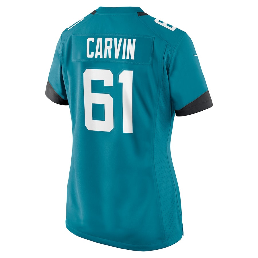 Jerome Carvin #61 Jacksonville Jaguars Game Jersey - Women's | Teal - Image 3
