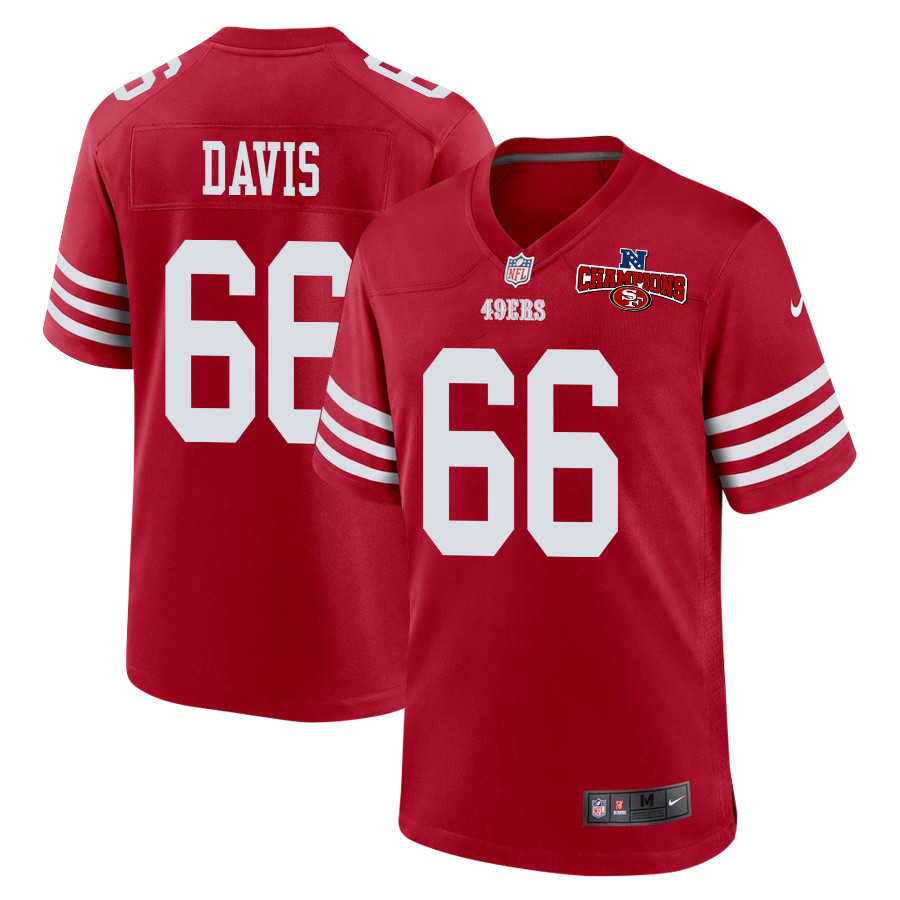 Jesse Davis #66 San Francisco 49ers Game Jersey - Men's | Scarlet