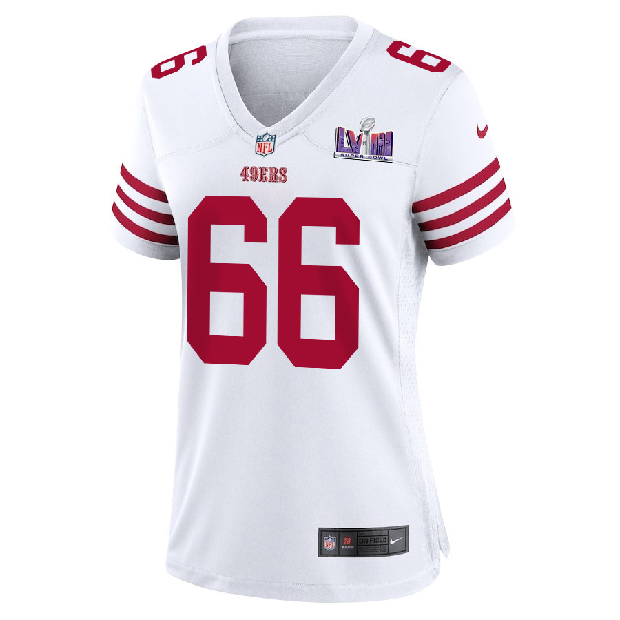 Jesse Davis #66 San Francisco 49ers Super Bowl LVIII Patch Game Jersey - Women's | White - Image 2