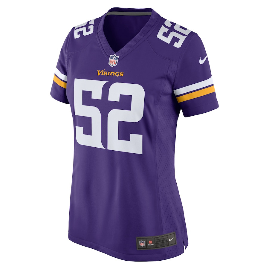 Alternative view of Jihad Ward #52 Minnesota Vikings Game Jersey - Women's | Purple