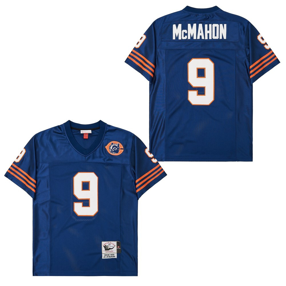 Alternative view of Jim McMahon #9 Chicago Bears Throwback Game Jersey - Men's | Navy