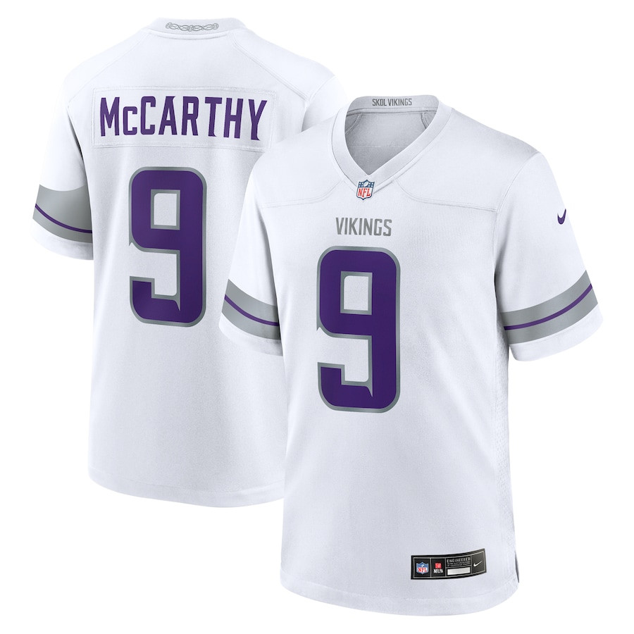 J.J. McCarthy #9 Minnesota Vikings Alternate Game Jersey - Men's | White