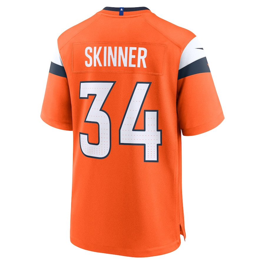 JL Skinner #34 Denver Broncos Game Jersey - Men's | Orange - Image 3