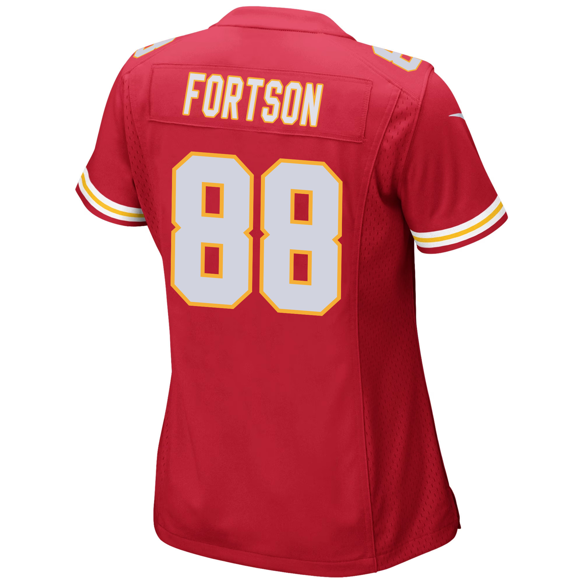 Jody Fortson #88 Kansas City Chiefs Super Bowl LVIII Champions 4 Stars Patch Game Jersey - Women's | Red - Image 3