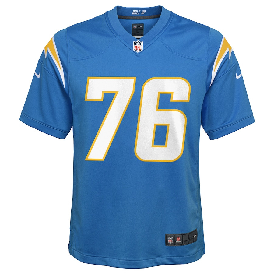 Joe Alt #76 Los Angeles Chargers Game Jersey - Youth | Powder Blue - Image 2