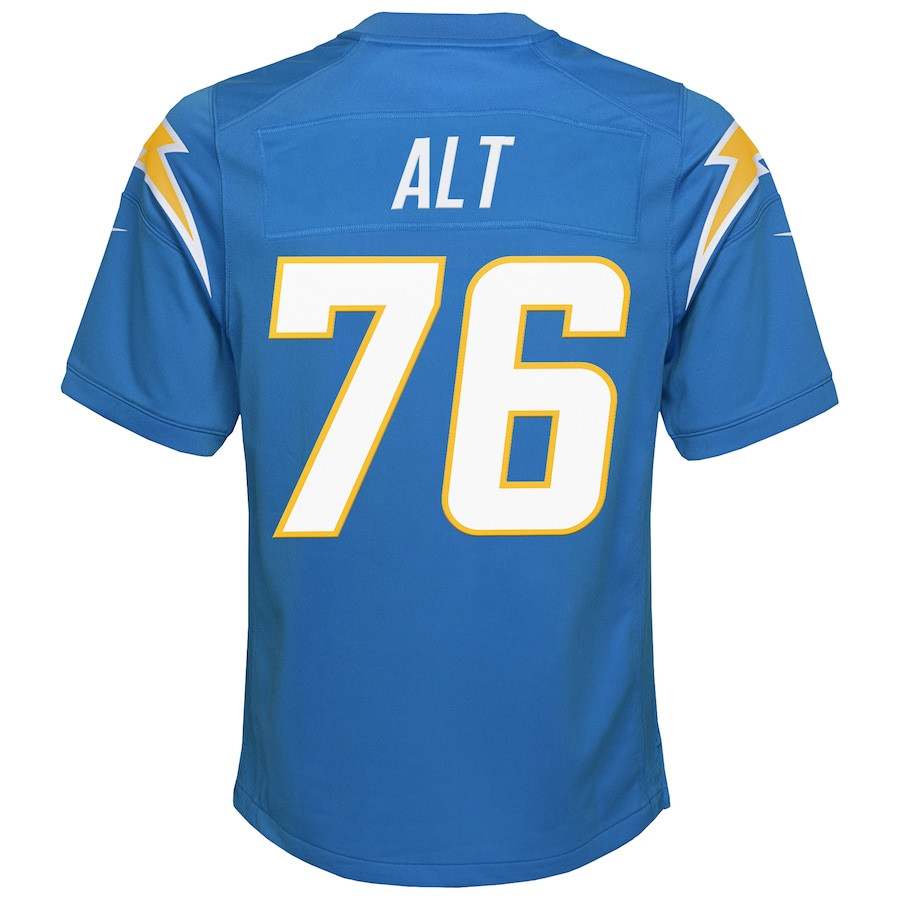 Joe Alt #76 Los Angeles Chargers Game Jersey - Youth | Powder Blue - Image 3