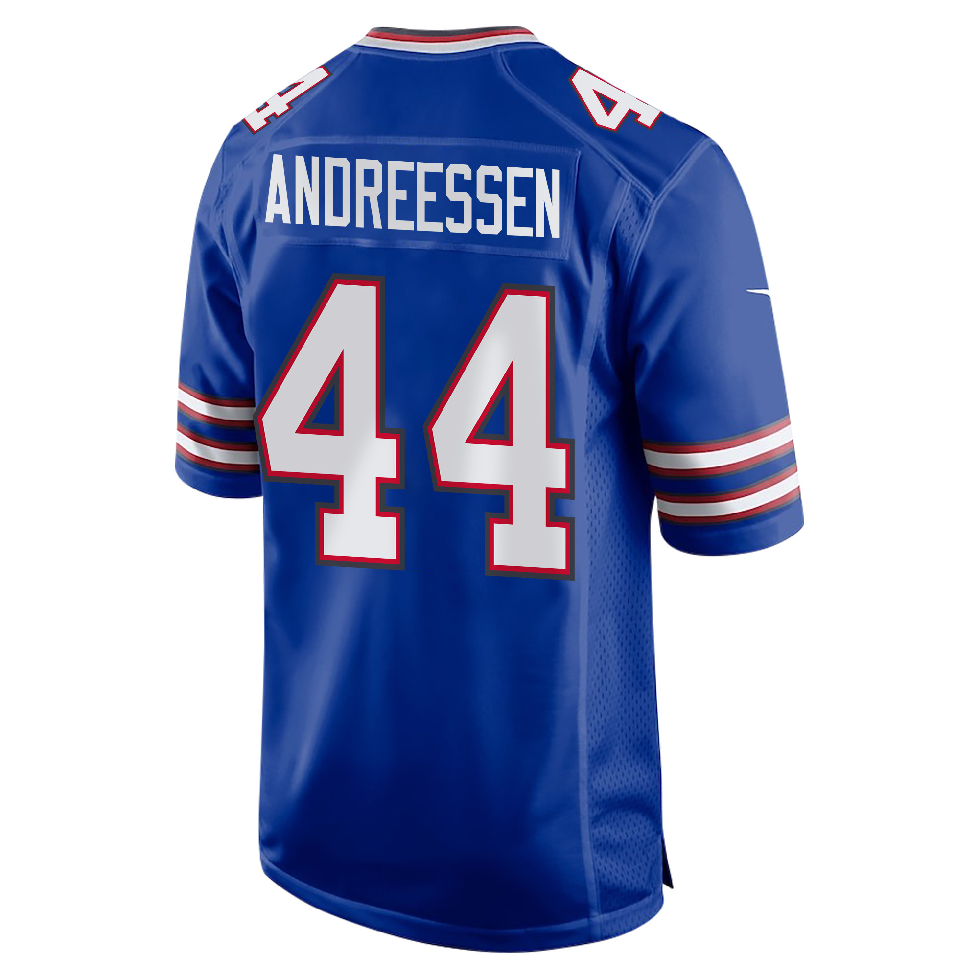 Alternative view of Joe Andreessen #44 Buffalo Bills Super Bowl LIX Champions Patch Game Jersey - Men's | Royal