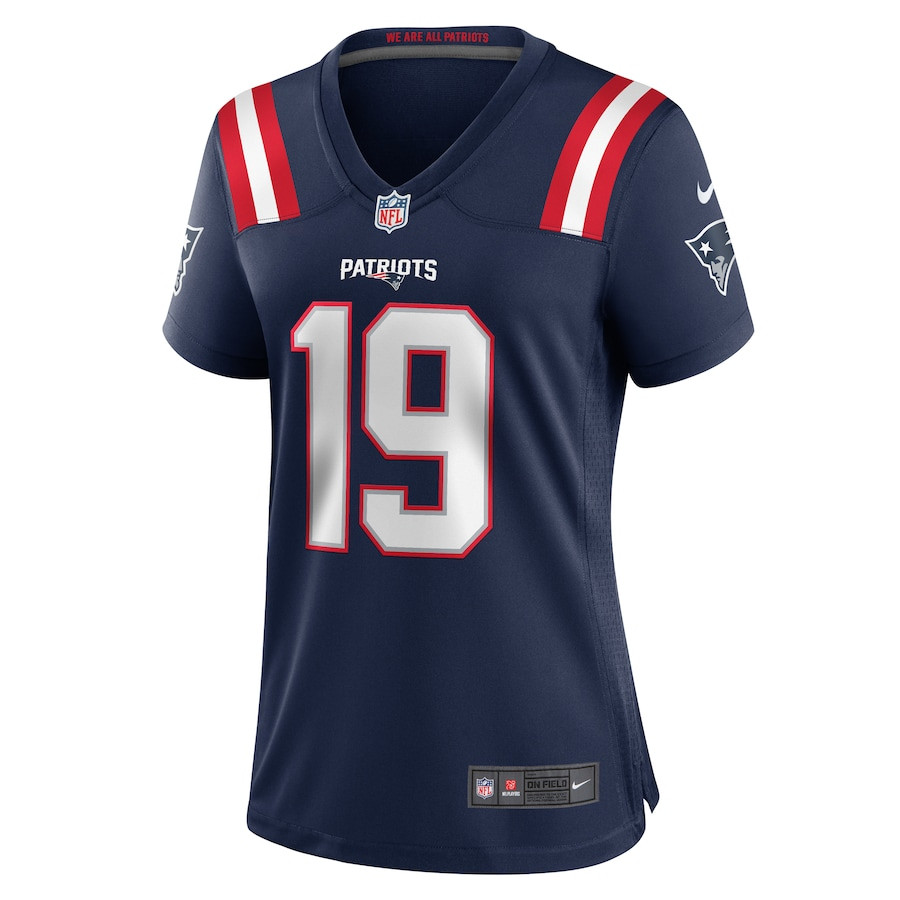 Alternative view of Joe Milton III #19 New England Patriots Game Jersey - Women's | Navy