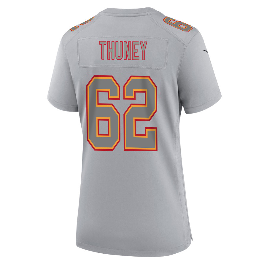 Joe Thuney #62 Kansas City Chiefs Super Bowl LVIII Champions 4 Stars Patch Game Jersey - Women's | Gray - Image 3