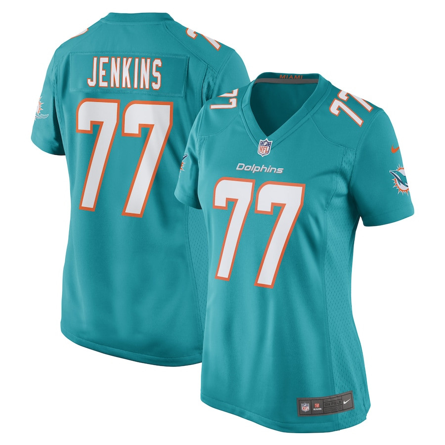 John Jenkins #77 Miami Dolphins Game Jersey - Women's | Aqua