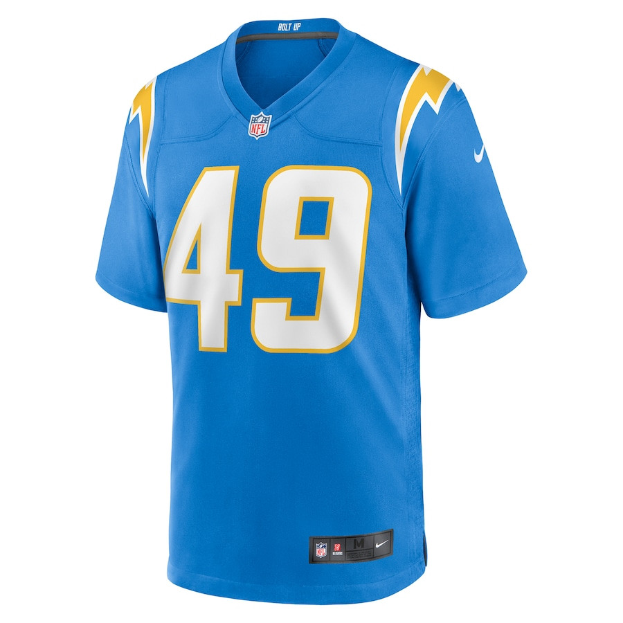Alternative view of John Kelly Jr. #49 Los Angeles Chargers Game Jersey - Men's | Powder Blue