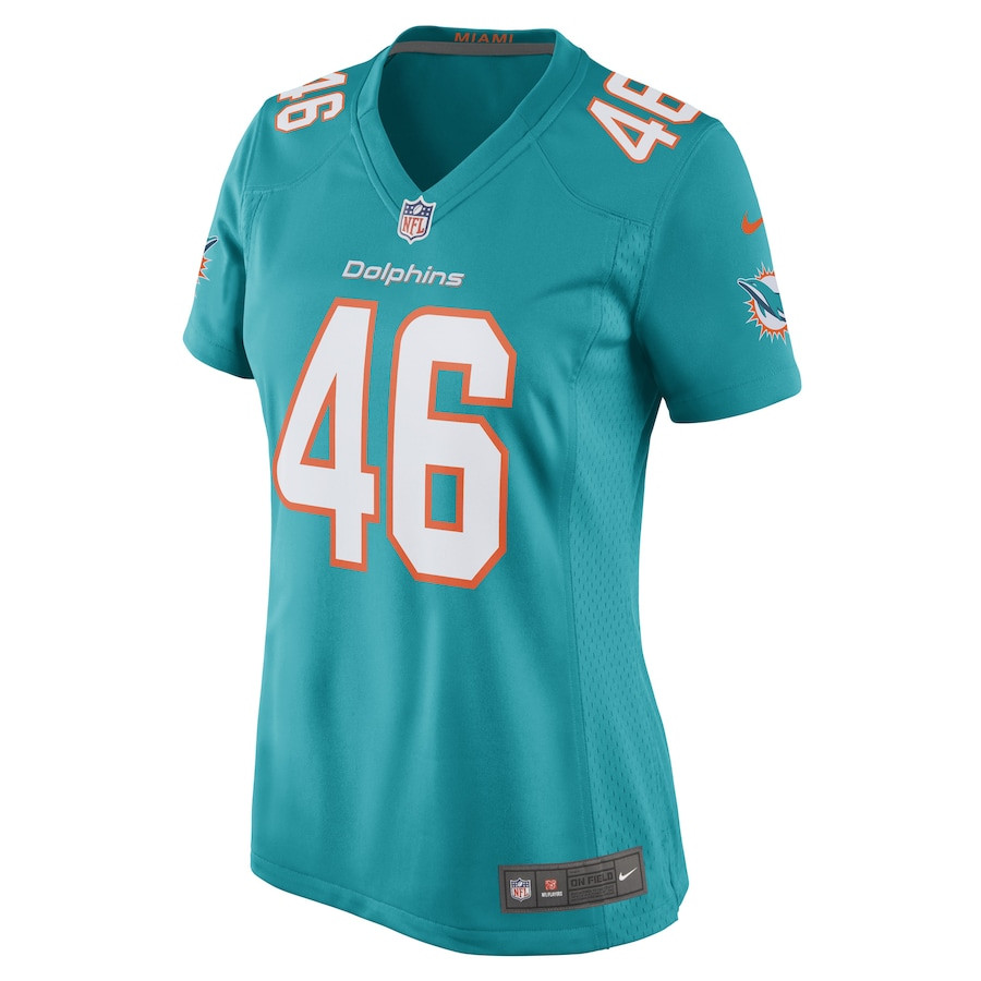 Alternative view of John Lovett #46 Miami Dolphins Game Jersey - Women's | Aqua