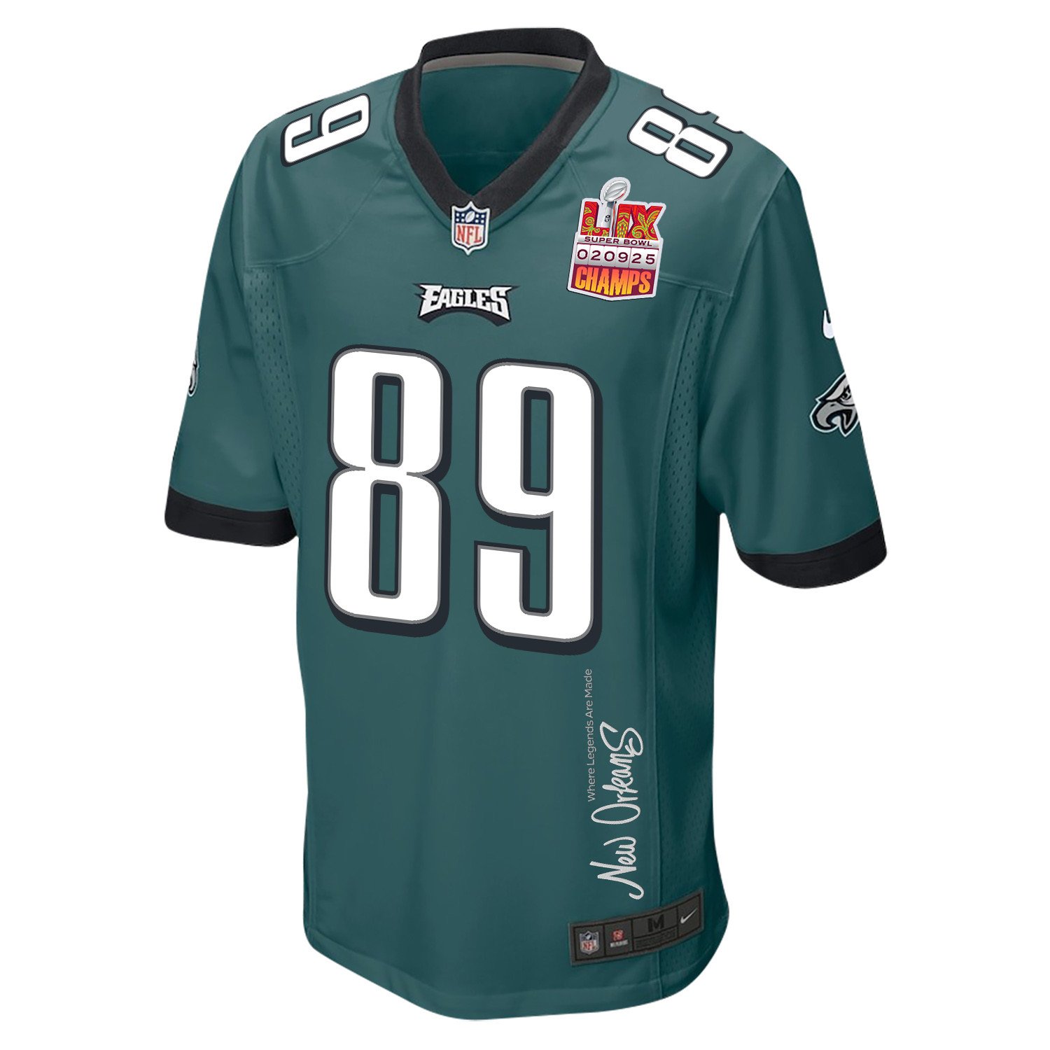 Johnny Wilson #89 Philadelphia Eagles Super Bowl LIX Champions Patch Legend Jersey - Men's | Midnight Green - Image 3