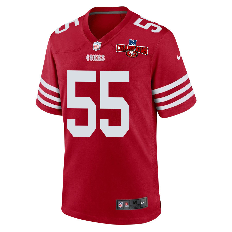 Alternative view of Jon Feliciano #55 San Francisco 49ers Game Jersey - Men's | Scarlet