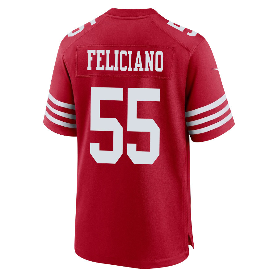Jon Feliciano #55 San Francisco 49ers Game Jersey - Men's | Scarlet - Image 3