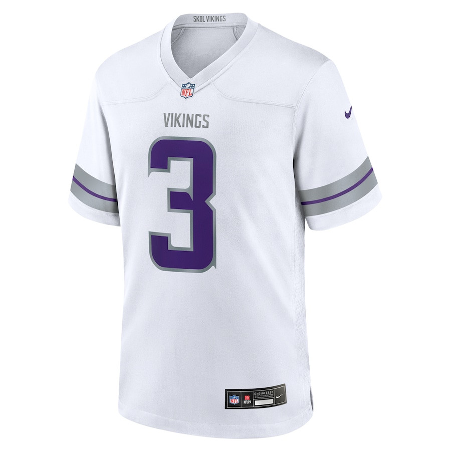 Alternative view of Jordan Addison #3 Minnesota Vikings Alternate Game Jersey - Men's | White