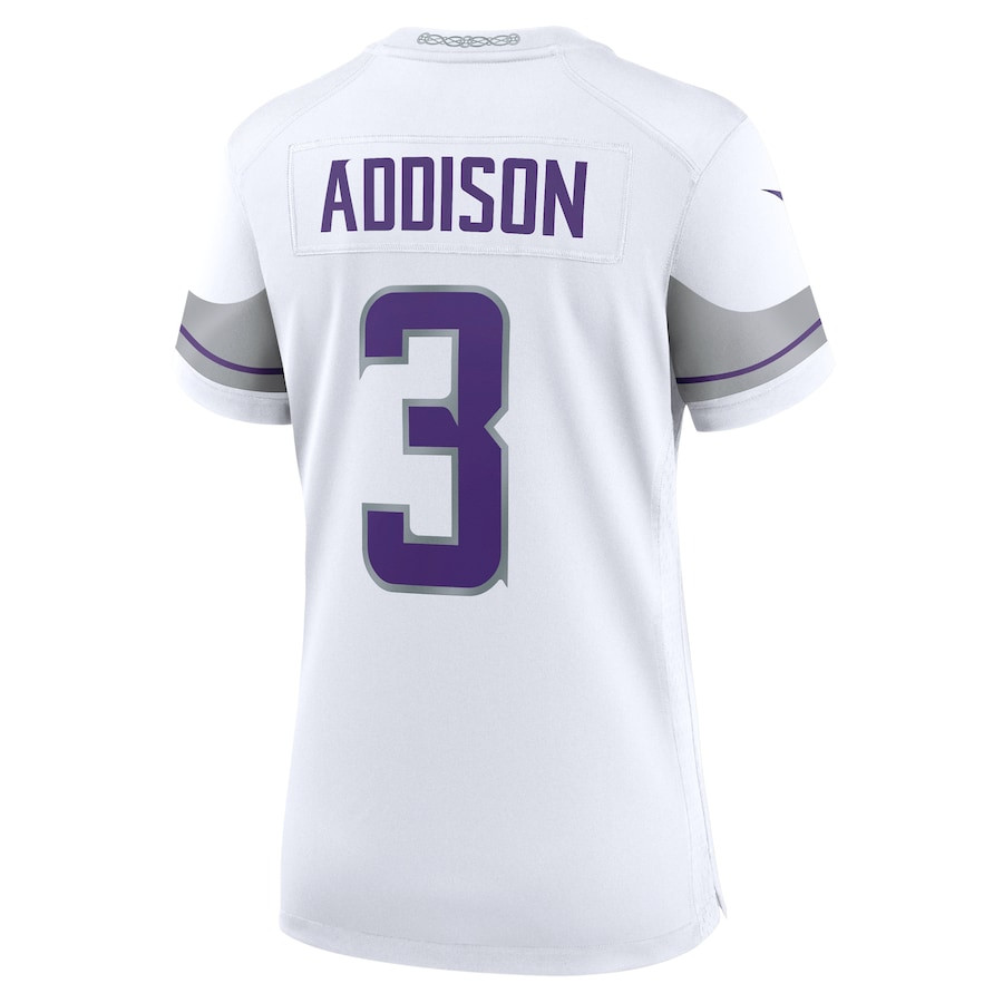 Jordan Addison #3 Minnesota Vikings Alternate Game Jersey - Women's | White - Image 3