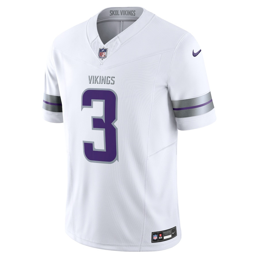 Alternative view of Jordan Addison #3 Minnesota Vikings Alternate Vapor F.U.S.E. Limited Jersey - Men's | White
