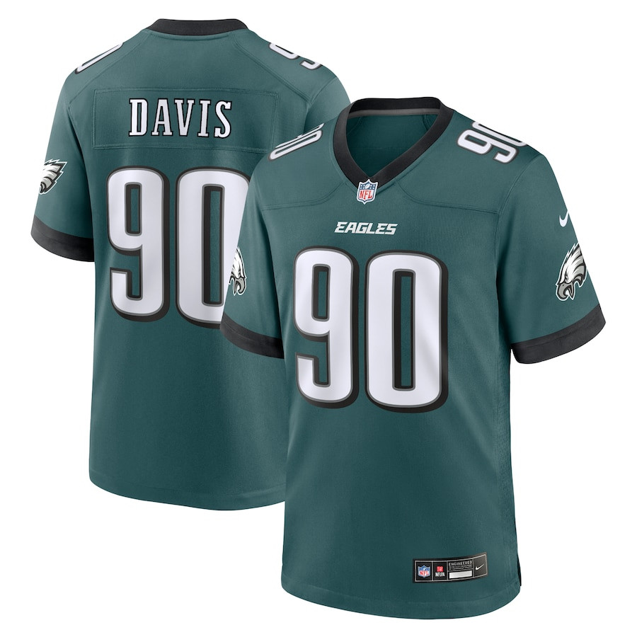 Jordan Davis #90 Philadelphia Eagles Game Jersey - Men's | Midnight Green