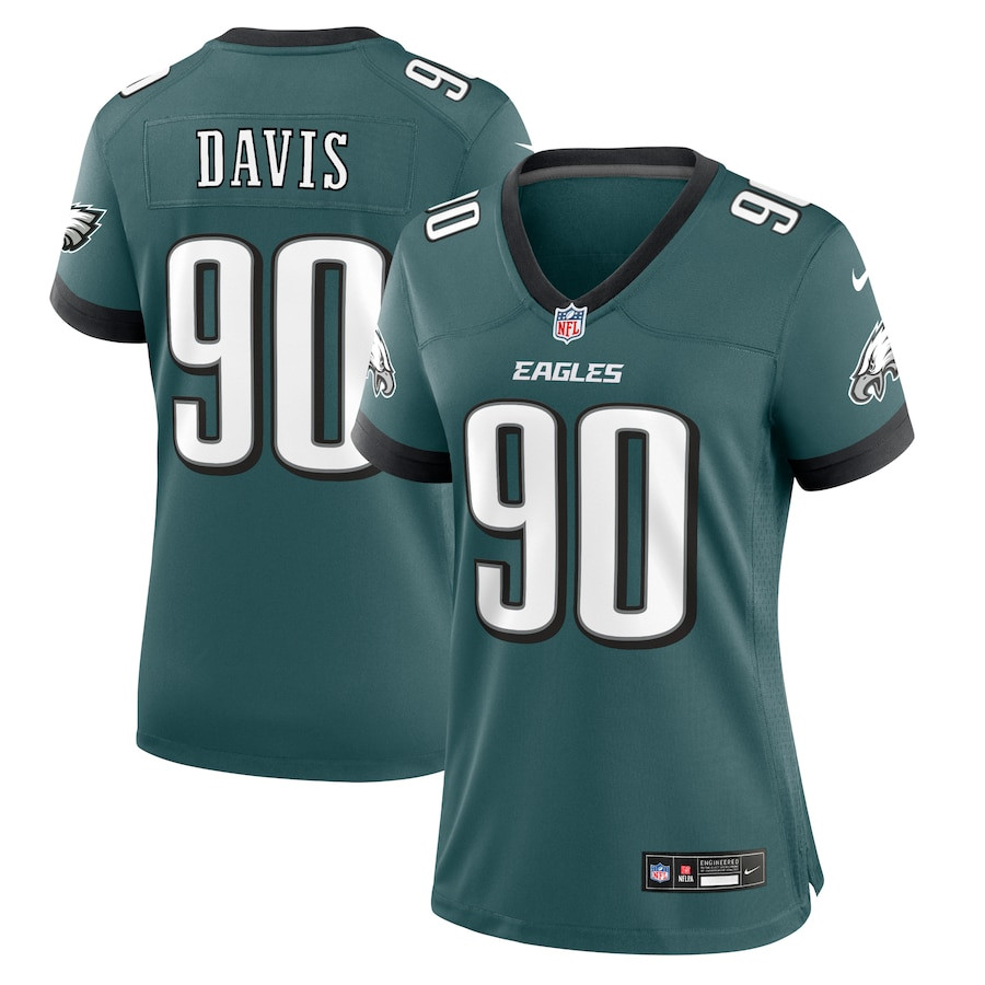 Jordan Davis #90 Philadelphia Eagles Game Jersey - Women's | Midnight Green