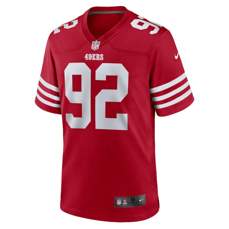 Jordan Elliott #92 San Francisco 49ers Game Jersey - Men's | Scarlet - Image 2