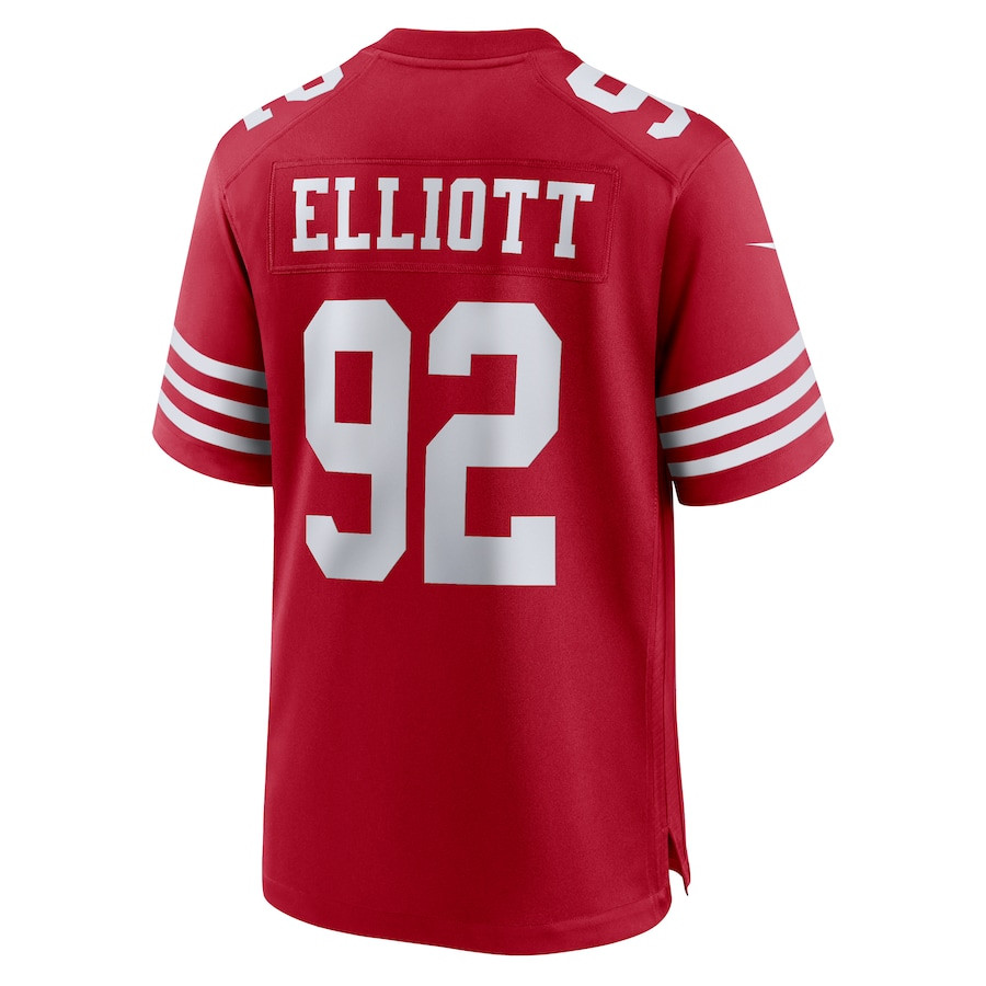 Jordan Elliott #92 San Francisco 49ers Game Jersey - Men's | Scarlet - Image 3