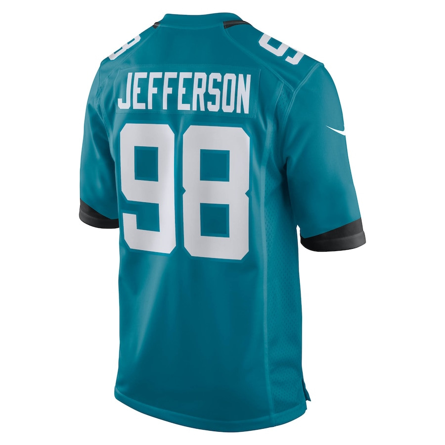 Jordan Jefferson #98 Jacksonville Jaguars Game Jersey - Men's | Teal - Image 3