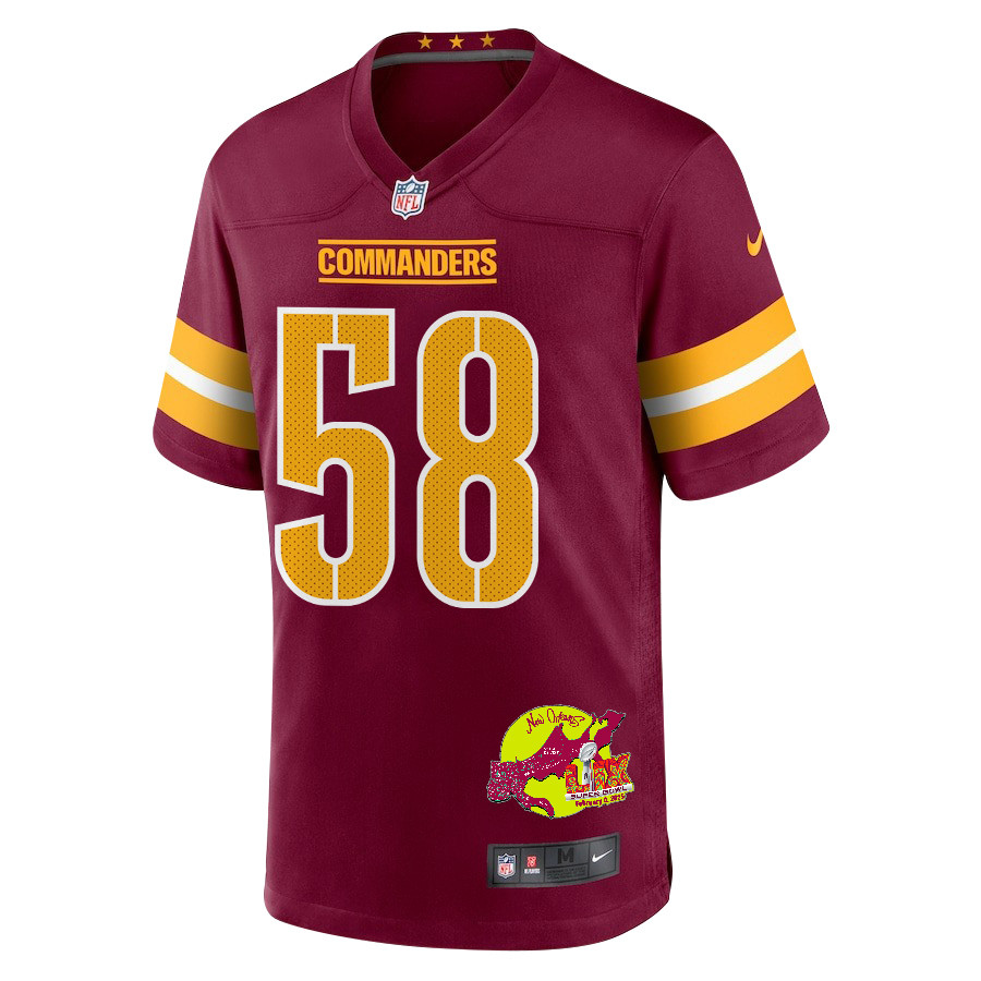 Jordan Magee #58 Washington Commanders Super Bowl LIX Game Jersey - Men's | Burgundy - Image 3