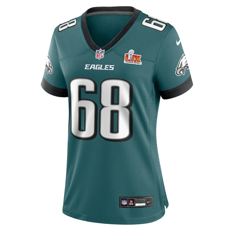 Alternative view of Jordan Mailata #68 Philadelphia Eagles Super Bowl LIX Game Jersey - Women's | Midnight Green